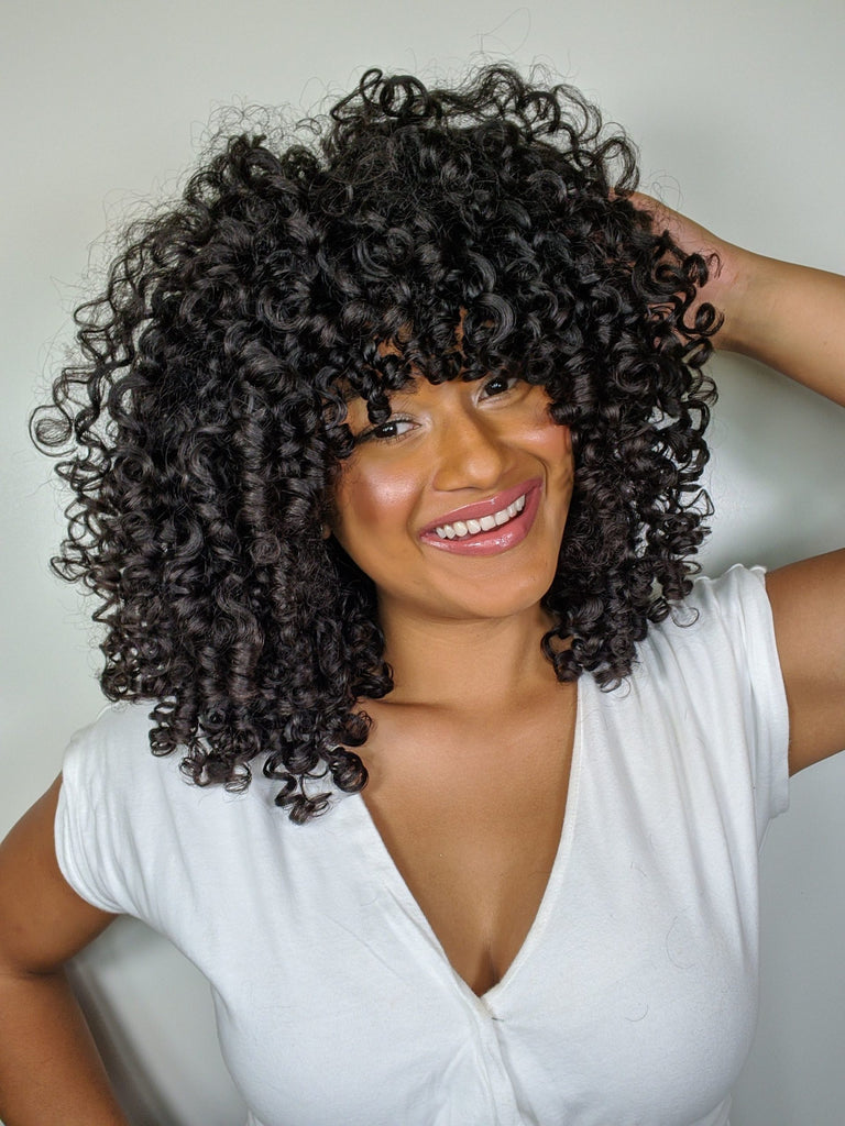 Photo of Beauty portrait of black african american woman with natural curly  hair | Stock Image MXI29198